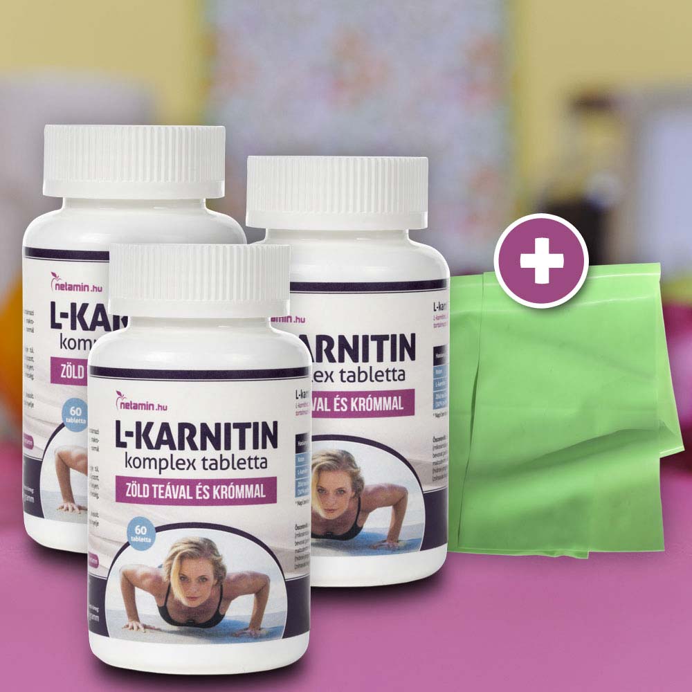 Netamin L-karnitin komplex tabletta zöld teával és krómmal (3 db) + Ajándék fitneszszalag